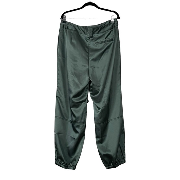 ANTHROPOLOGIE Maeve Parachute Satin Jogger Belted Green Pants Sz 14 - Picture 3 of 6